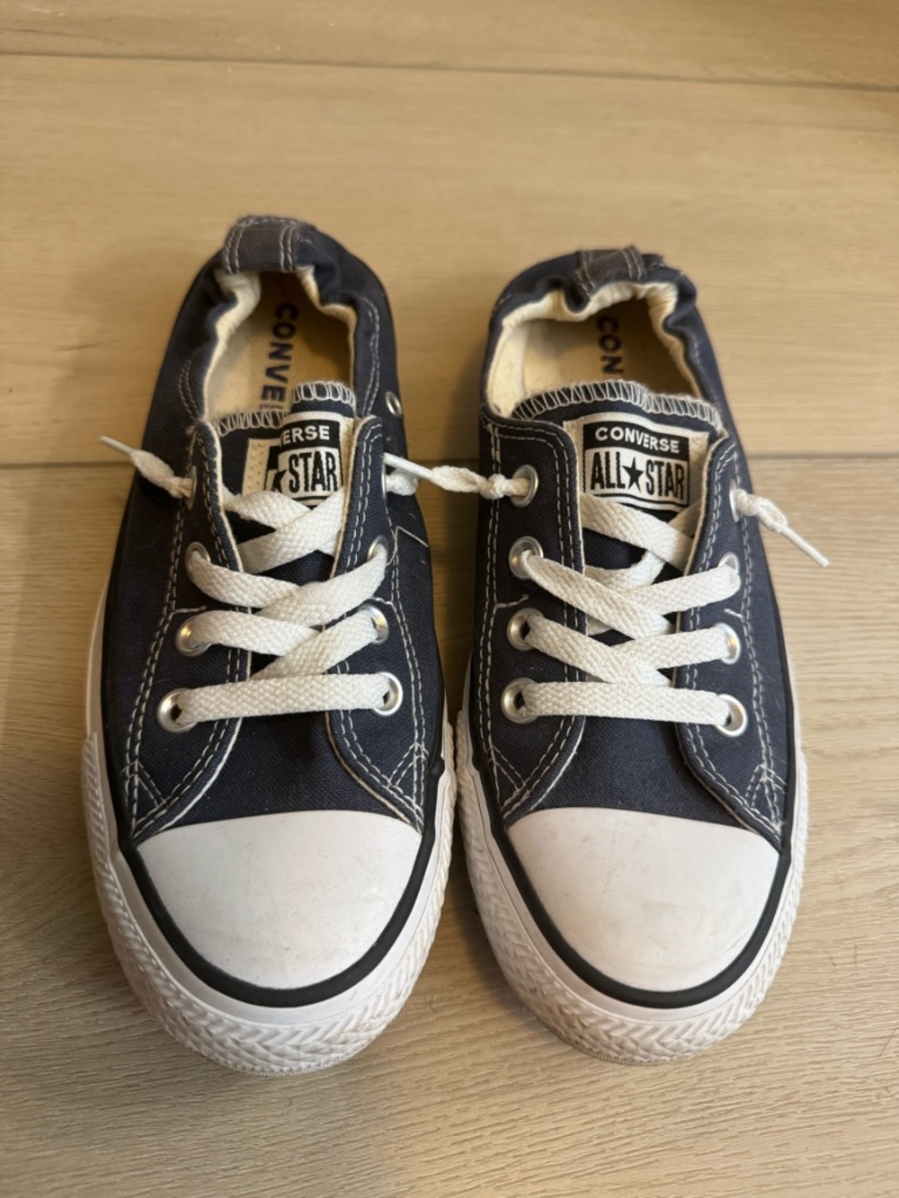 Converse Low Top Sneakers in Blue with White Accents